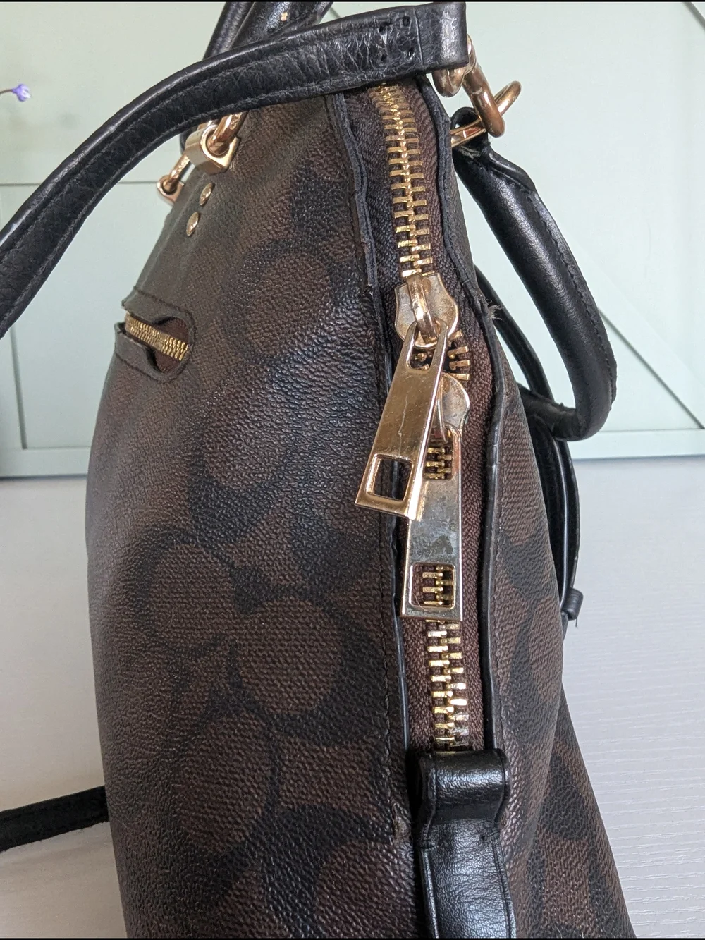 Coach Katy Satchel in Signature Canvas (Style 2558). This classic dome-shaped
